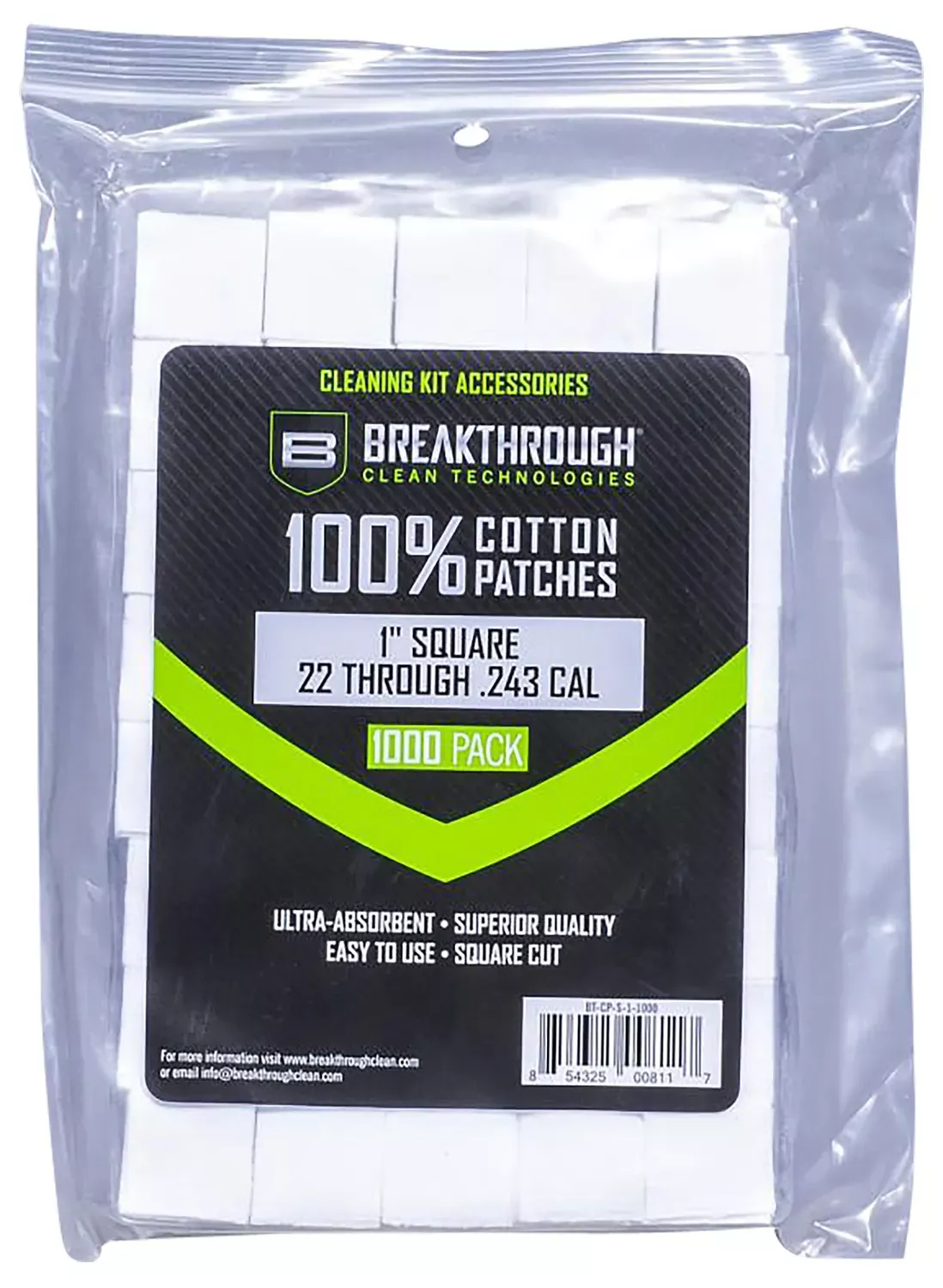 Breakthrough Clean Square Patches 243/270 Cal. 1000/Pack