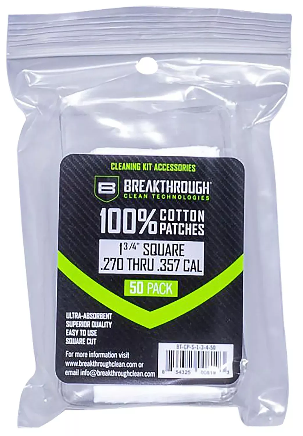 Breakthrough Clean Square Patches 270/357 Cal. 50/Pack