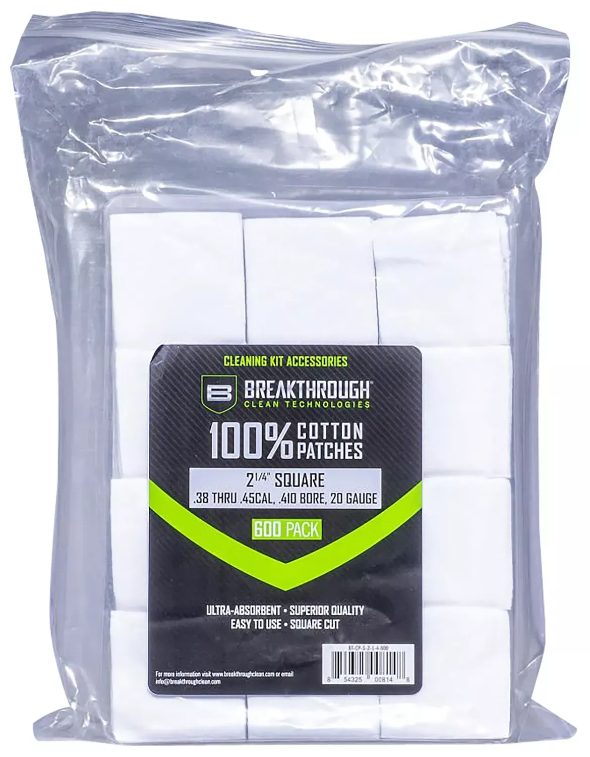Breakthrough Clean Square Patches 38-45 Cal/.410-20 Gauge