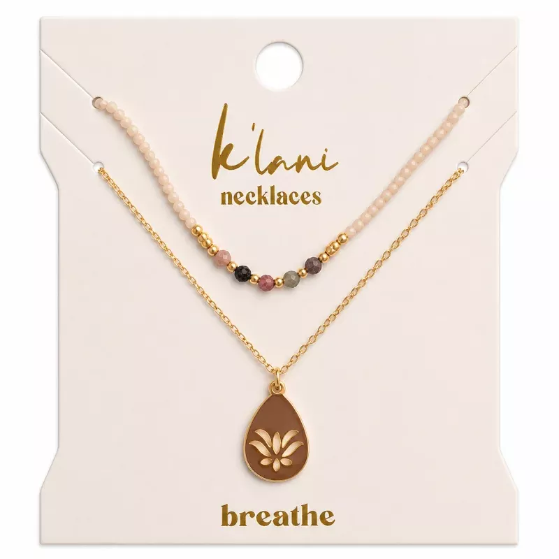 Breathe Gold Lotus Necklace Set