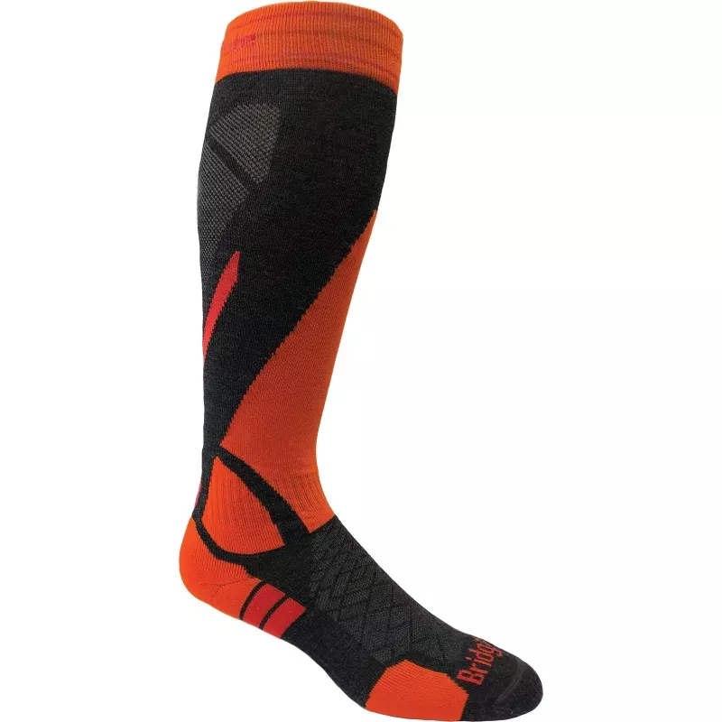 BRIDGEDALE Ski Light Merino Performance Socks Grey and Orange – Part Number 562330