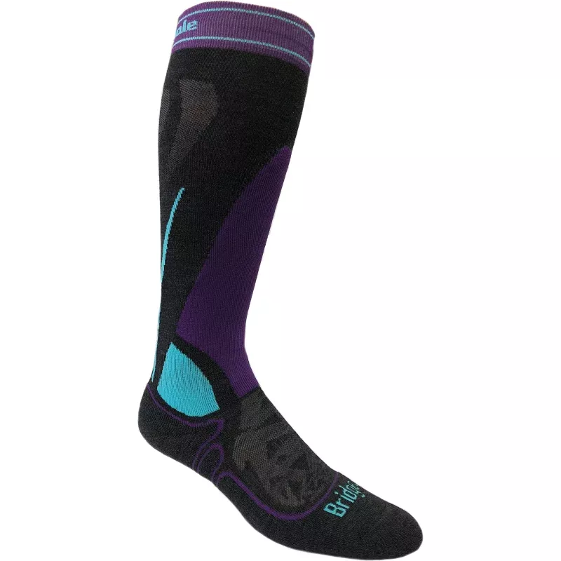 Bridgedale Ski MW MNO PFM Gry/Prpl Wms Md Performance Ski Socks