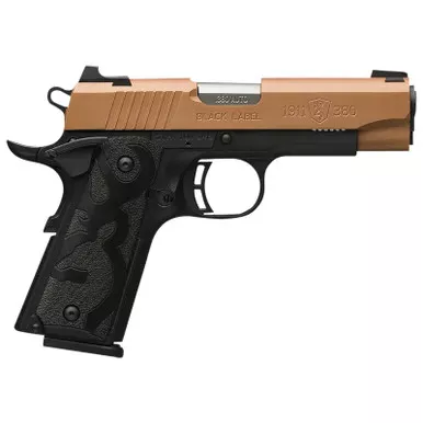 Browning 051988492 1911 Black Label Compact Frame 380 ACP 8+1 3.63" Matte Stainless Steel Barrel, Copper Cerakote Serrated Stainless Steel Slide, Matte Black Polymer Frame, Black Polymer Grip