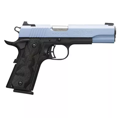 Browning 051989492 1911-380 Black Label Full Size Frame 380 ACP 8+1, 4.25" Matte Stainless Steel Barrel, Polar Blue Cerakote Serrated Aluminum Slide, Matte Black Polymer Frame w/Beavertail