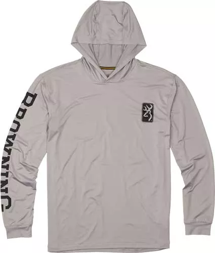 Browning Hooded L-sleeve Tech – T-shirt Light Gray X-large