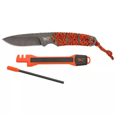 Browning Last Light Combo Lanyard Handle Fixed blade 3 1/2" Orange Stone