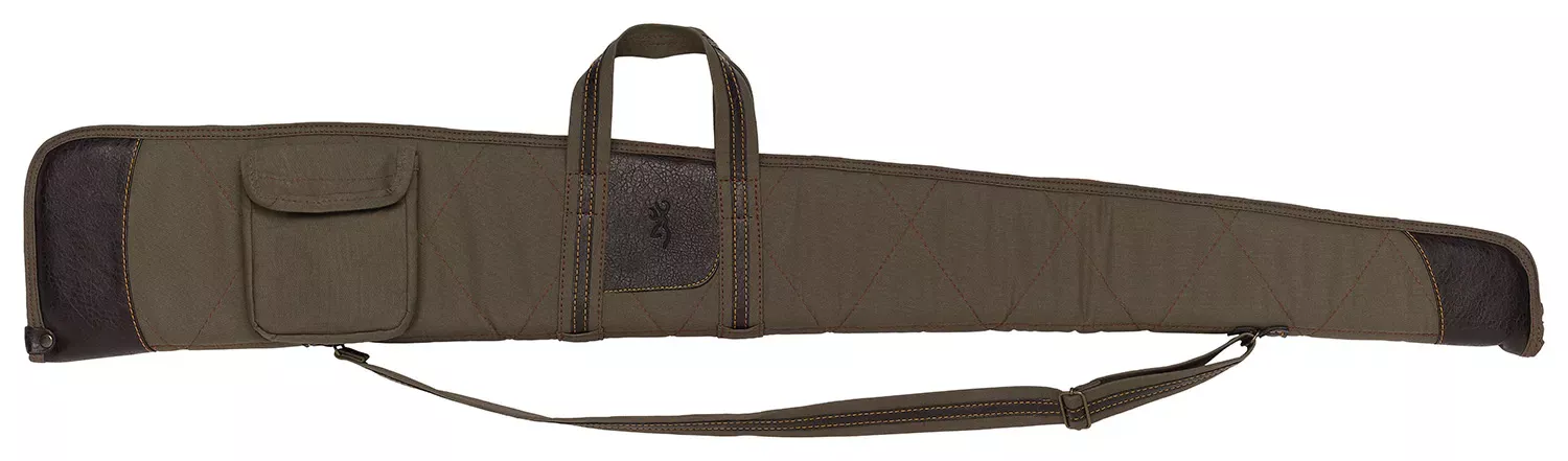 BrowningLaredo Shotgun Case 50 Olive/Brown Cotton Canvas with Leather Trim"