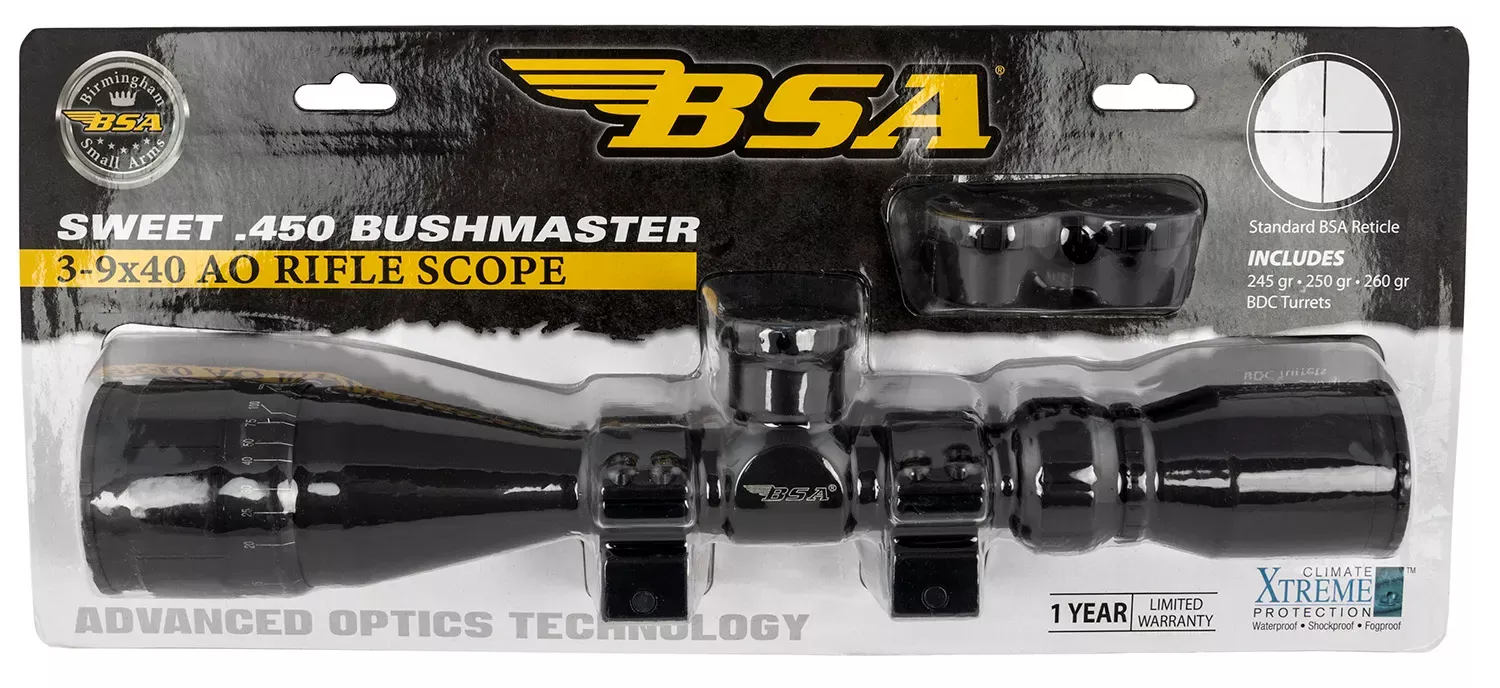 BSA Sweet 450 Bushmaster Matte Black 3-9x 40mm AO 1″
