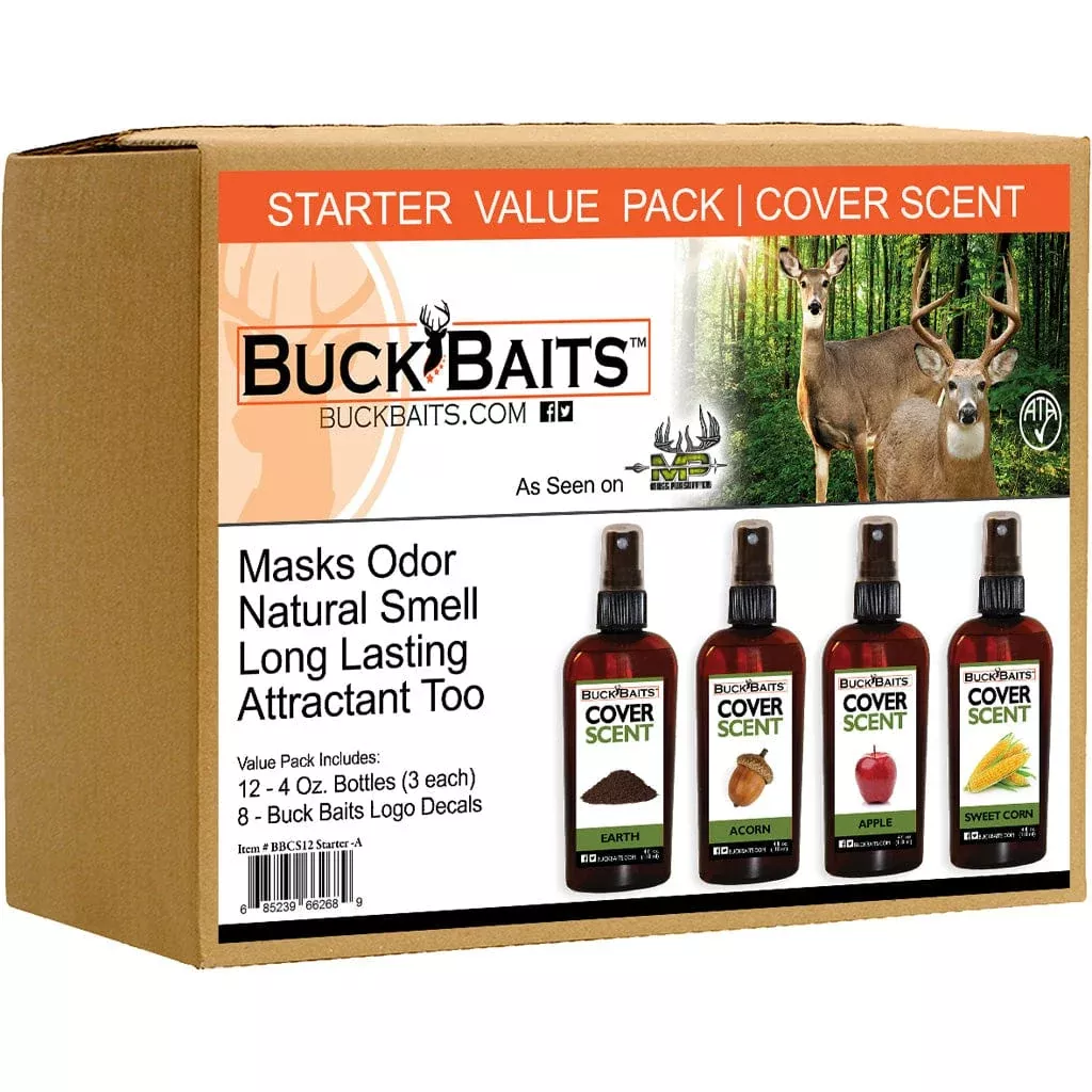 Buck Baits Cover Scent Starter Kit Earth/acorn/ Apple/ Corn 3 Oz. Ea.
