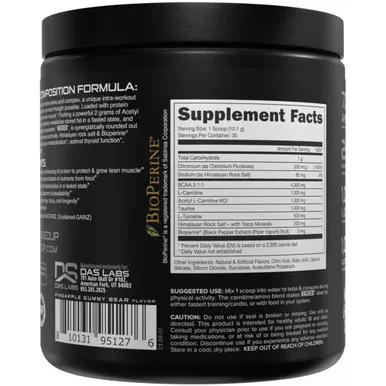 Bucked Up 1071157 Racked BCAA White Gummy Deer, 30 Serving Tub, Black