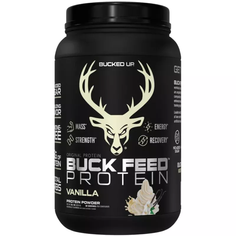 Bucked Up Buck Feed Protein Vanilla, 30 Servings * Hormone-Free Whey Protein Supplement