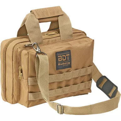 BULLDOG CASES Deluxe Tan 2 Pistol Range Bag w/ Strap and MOLLE (BDT917T)