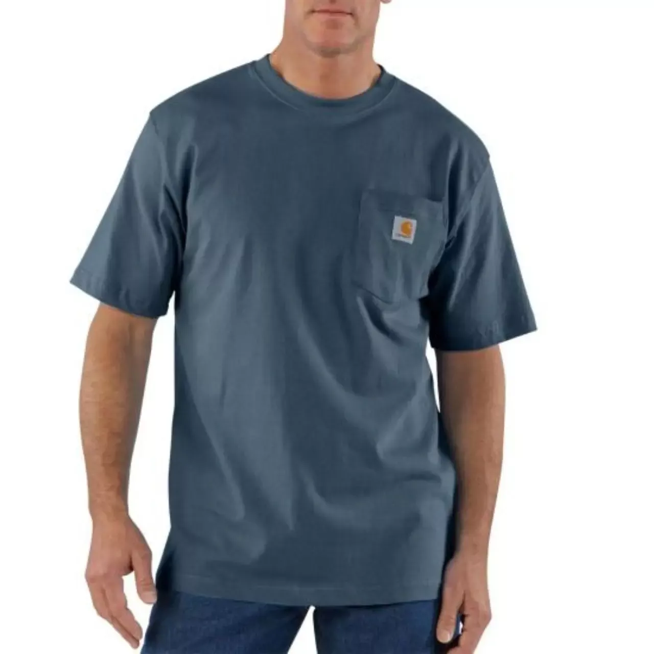 Carhartt Men’s Cotton S/S Pocket Crew T-Shirt – Bluestone