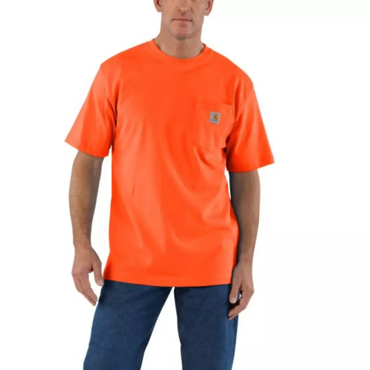 Carhartt Men’s Cotton S/S Pocket Crew T-Shirt – Bright Orange
