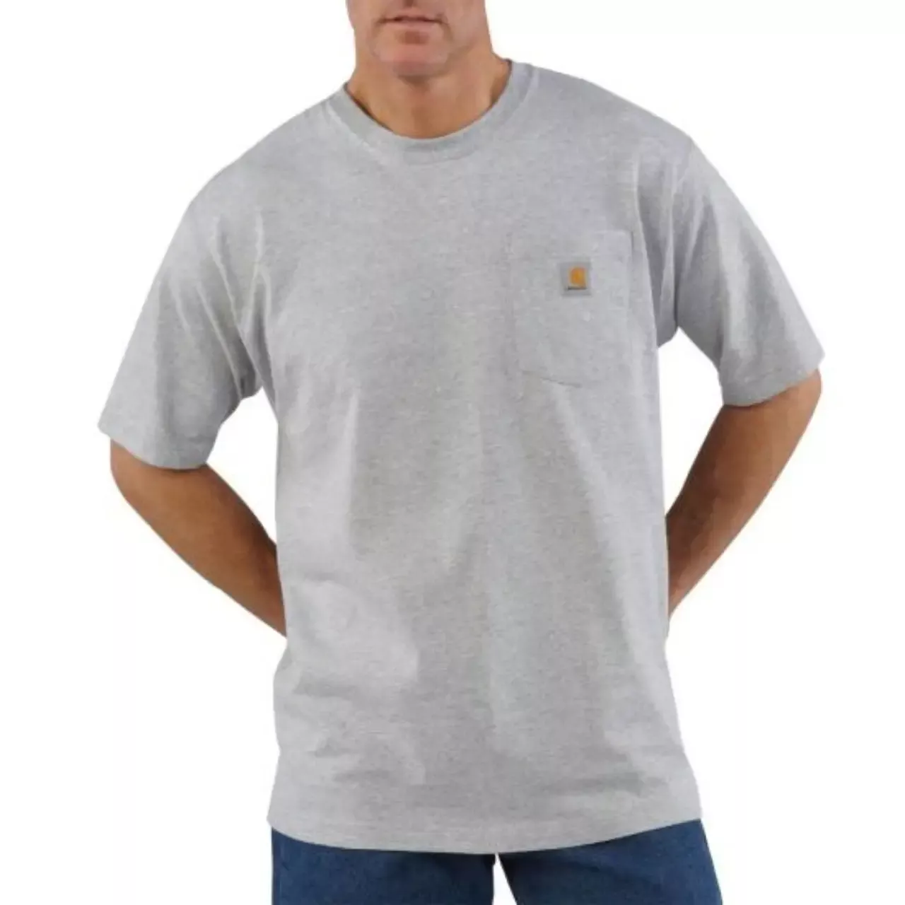 Carhartt Men’s Cotton S/S Pocket Crew T-Shirt – Heather Grey