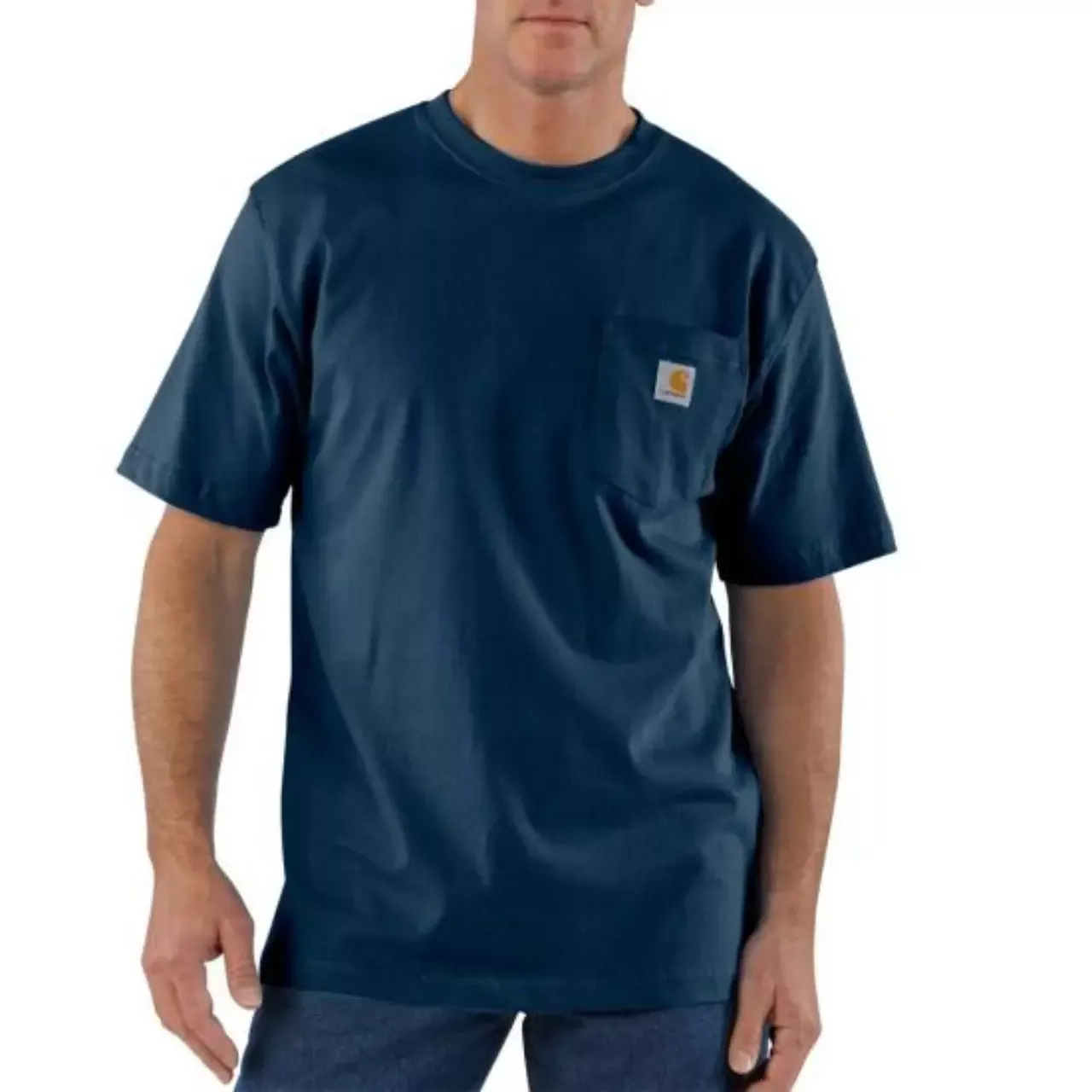 Carhartt Men’s Cotton S/S Pocket Crew T-Shirt – Navy