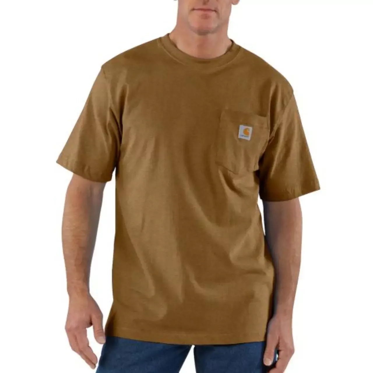 Carhartt Men’s Cotton S/S Pocket Crew T-Shirt – Oiled Walnut Heather