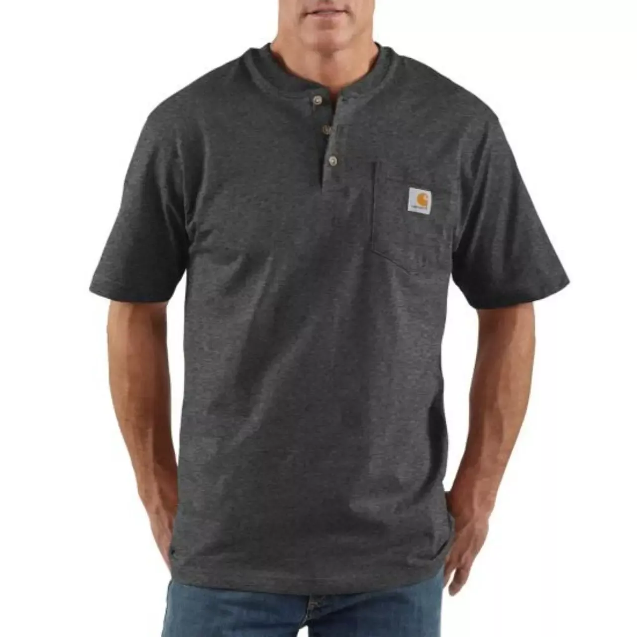 Carhartt Men’s Workwear S/S Henley T-Shirt – Carbon Heather