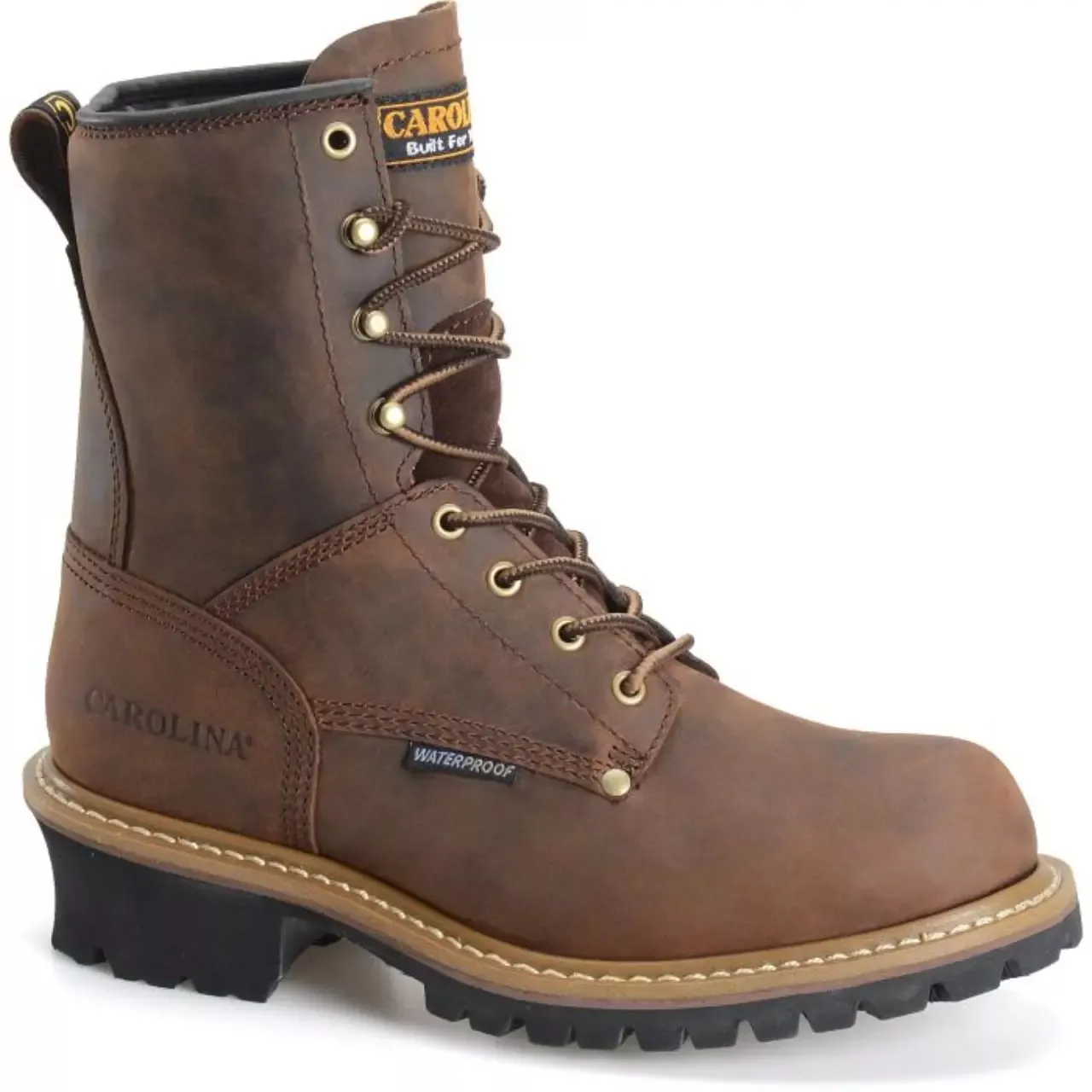 Carolina Men's Elm Waterproof 8" Leather Logger Boots - Brown