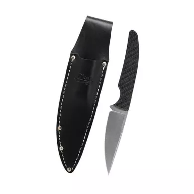 Case Black Carbon Fiber Weave CT2 Hunter w/ Embellished Leather Sheath