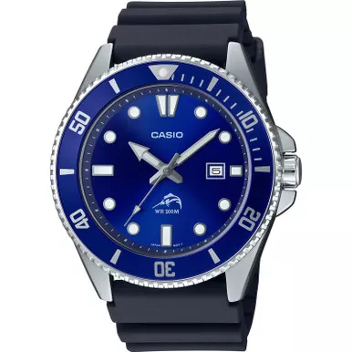CASIO Men's Blue Dive Watch with Black Resin Strap (MDV106B-2AV)