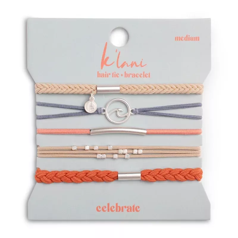 Celebrate Blues & Corals With Silver Wave Charm Hair Tie Bracelets