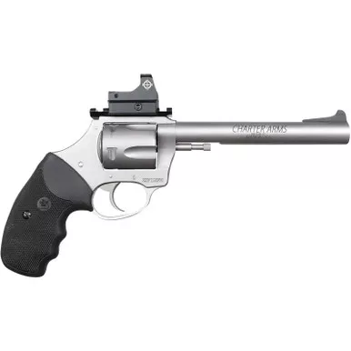 Charter Arms 74465 Mastiff Target Large Frame 44 Special 5rd 6" Stainless Steel Barrel, Cylinder & Frame, Sightmark Micro Optic, Picatinny Rail, Black Rubber Grip, Exposed Hammer