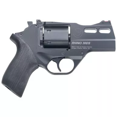 Chiappa Firearms 340289 Rhino 30DS Small Frame 357 Mag 6 Shot, 3" Black Anodized Steel Vent Rib Barrel, Blued Steel Cylinder, Black Anodized Aluminum Frame, Black Rubber Grip, Concealed Hammer
