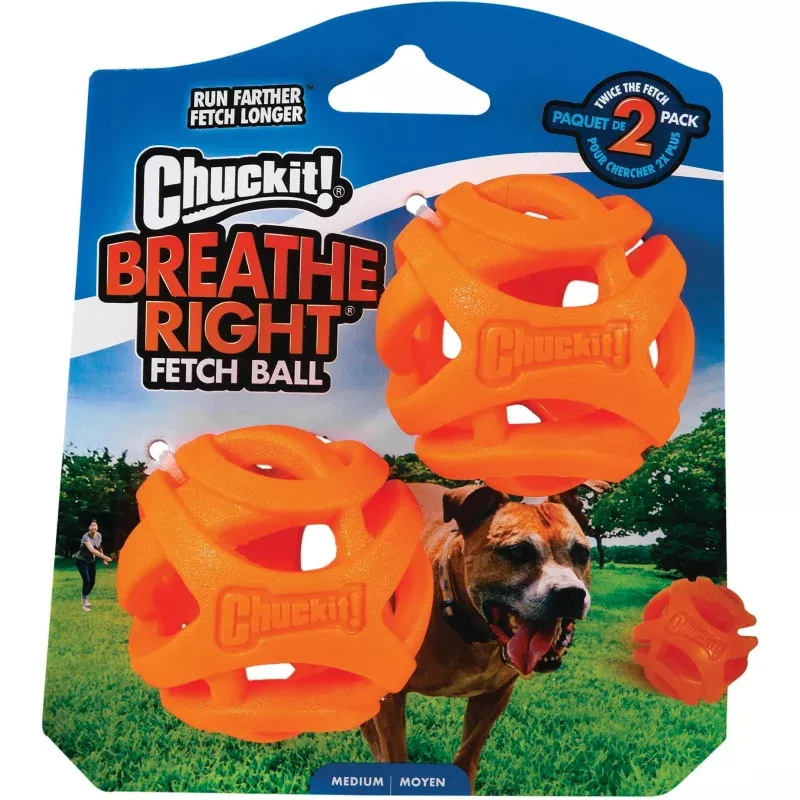 Chuckit! Breathe Right Ball Medium 2 Pack – Durable Rubber Dog Toy