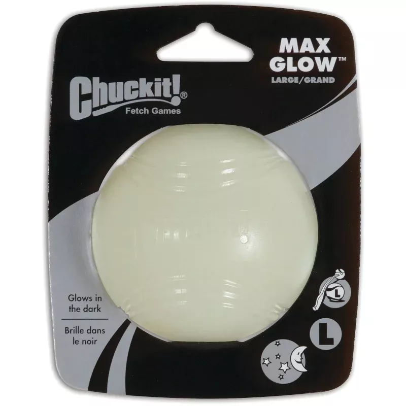 CHUCKIT! Ma X Glow Ball Large – Bright LED Dog Toy for Fetch and Play