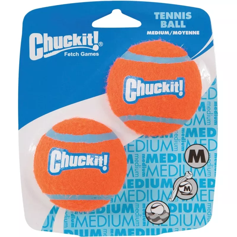CHUCKIT! Tennis Balls Medium 2 Pack – Durable Rubber Dog Toys for Active Play