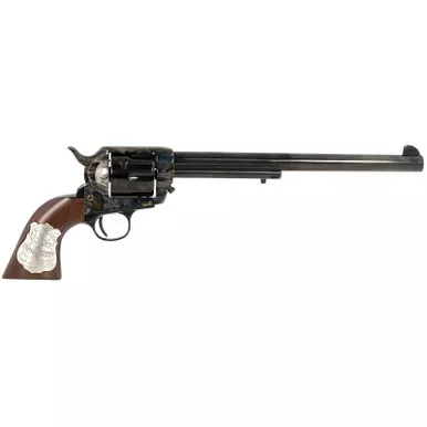 Cimarron PP558 Buntline 45 LC (Long Colt) 6 Shot 10" Blued Frame, Barrel & Cylinder, Walnut w/Inlaid Silver Medallion Grip