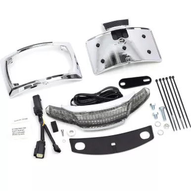 CIRO Red LEDs/Light Smoke Lens/Chrome Latitude Tail Light with License Plate Mount '14-up (40053)
