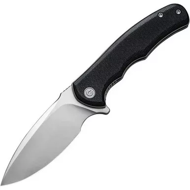 CIVIVI C18026C-2 Mini Praxis Folding Knife 2.98" D2 Plain Edge Blade, Black G10 Handle