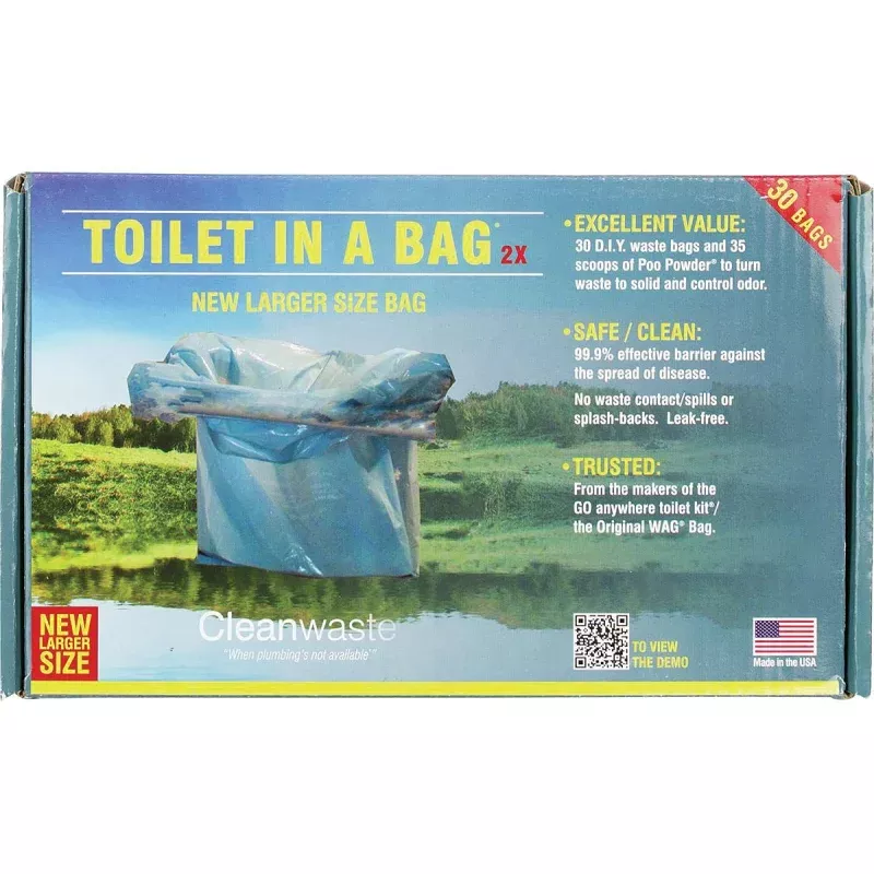 CLEANWASTE Toilet In A Bag 30 PackPortable Toilet Waste Disposal Solution