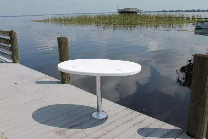 CM Marine Rough Water Oval Cockpit Table | Model RWOT47-UNIT | Size 47″ x 29″ x 2″ | Hand‑Laid Fiberglass Marine Table | For Universal Cockpit & Deck