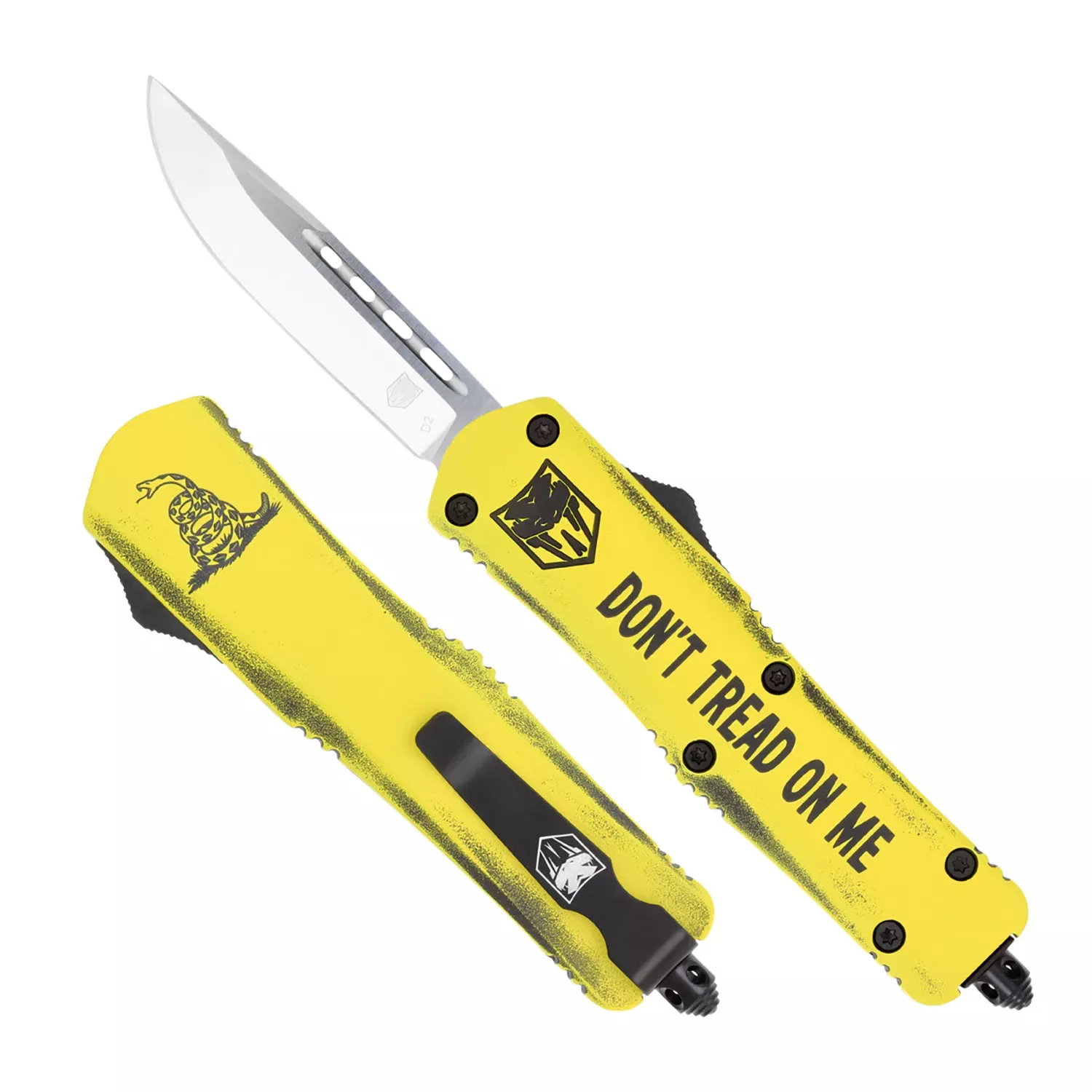 CobraTec Knives Don't Tread on MeMedium 3" OTF Drop Point Plain D2 Steel Blade