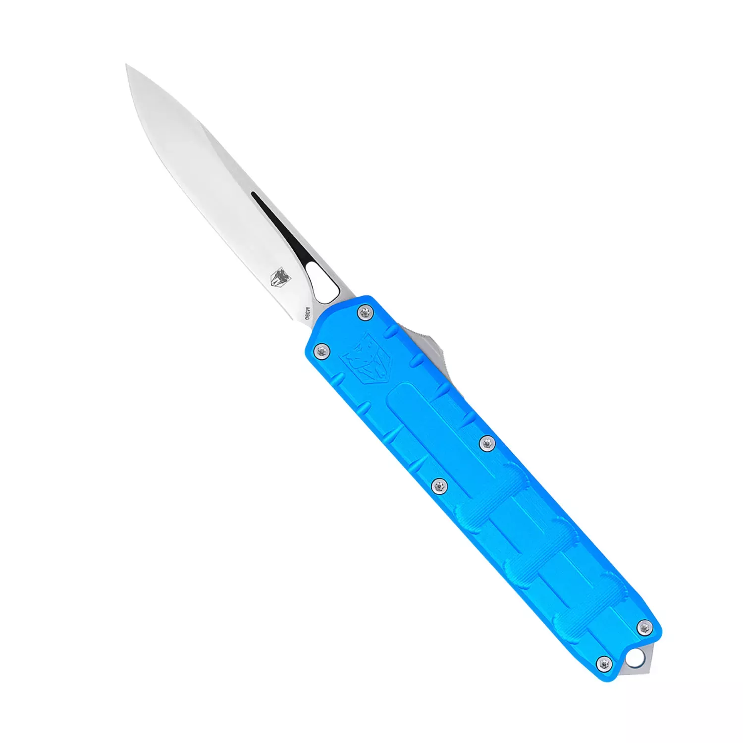 CobraTec Knives Enforcer3.25" OTF Drop Point Plain M390 Steel Blade/Blue Aluminum Handle