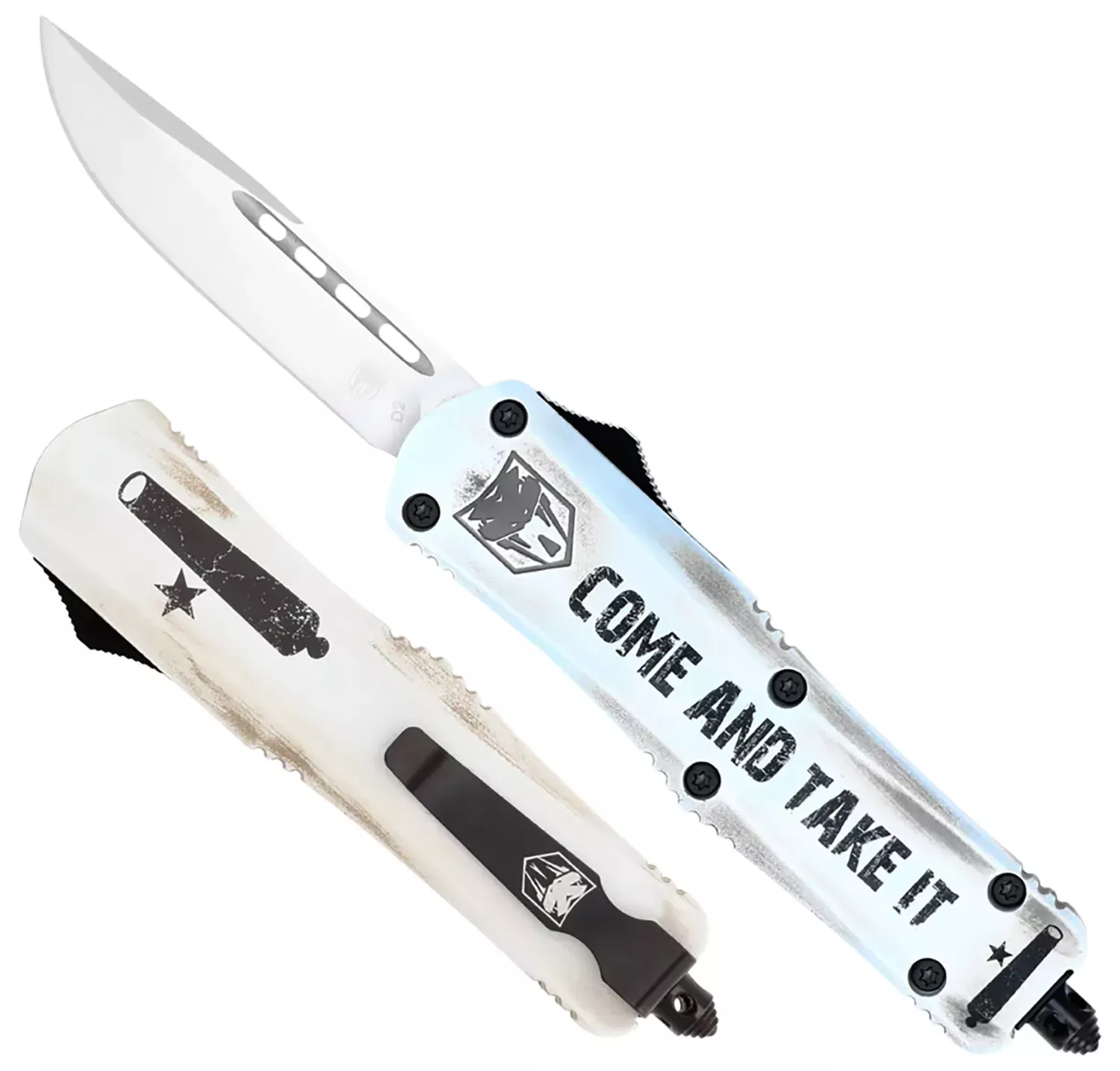CobraTec Knives FS-3 Come And Take It Small 3″ OTF Drop Point Plain D2 Steel Blade