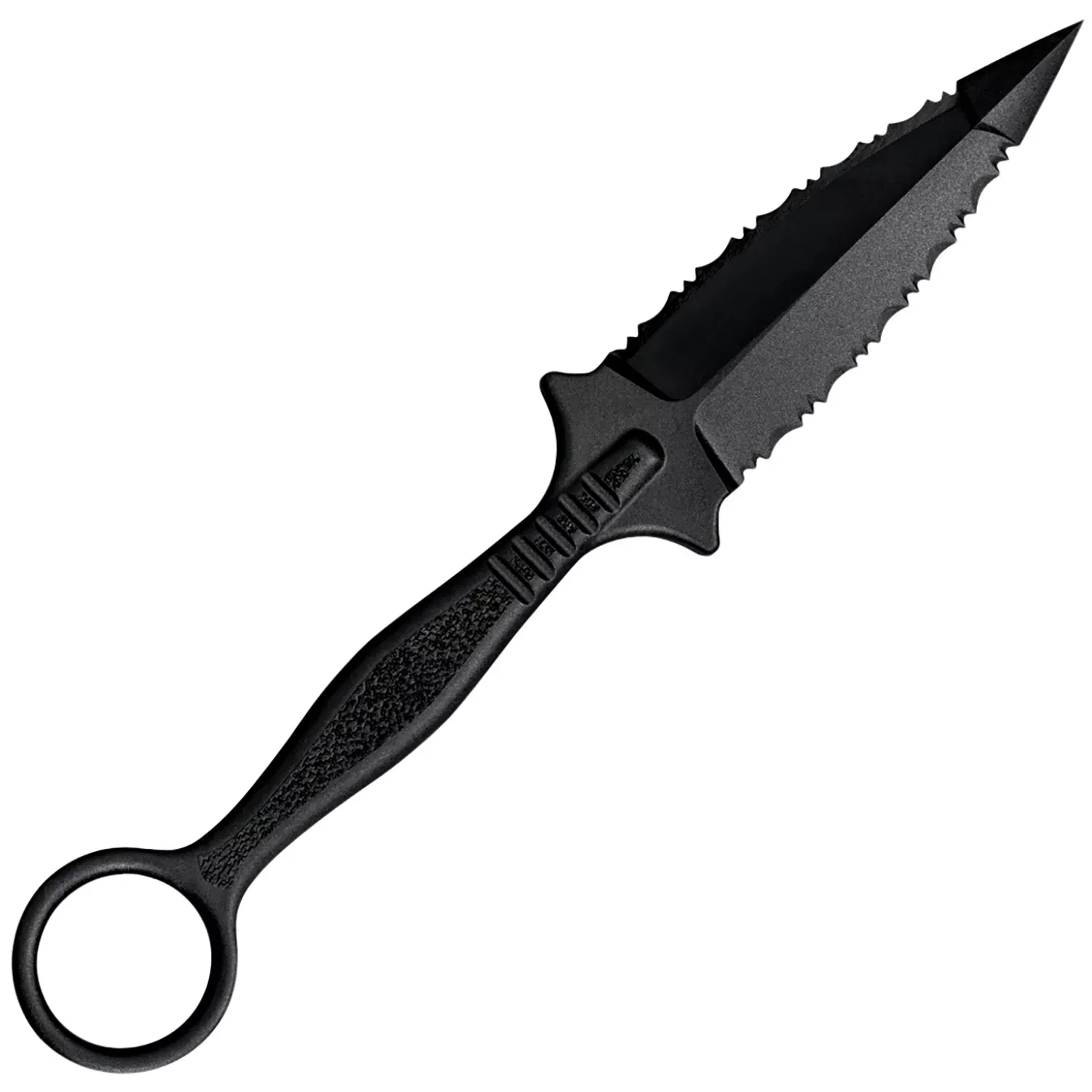 Cold Steel FGX Ring Dagger 3.50″ Fixed Serrated Dagger Black Griv-Ex Blade/Black w/Molded Ring Griv-Ex Handle