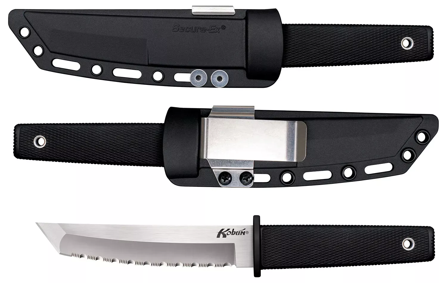 Cold Steel Kobun5.50″ Fixed Tanto Serrated AUS-8A SS Blade/Black Checkered Kray-Ex Handle Includes Sheath