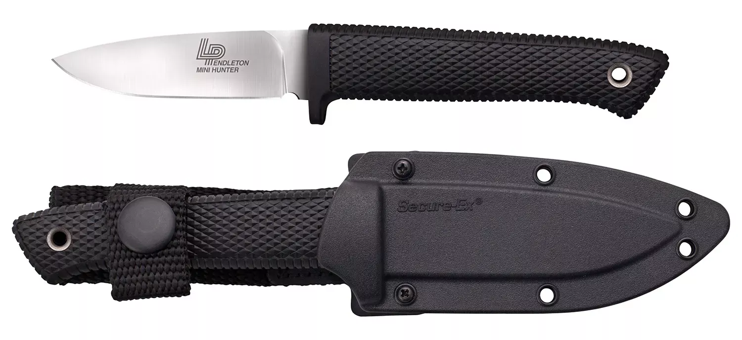 Cold Steel Pendleton Mini Hunter 3″ Fixed Plain Stone Washed American CPM 3V High Carbon Steel Blade/Black Textured Kray-Ex Handle Includes Sheath