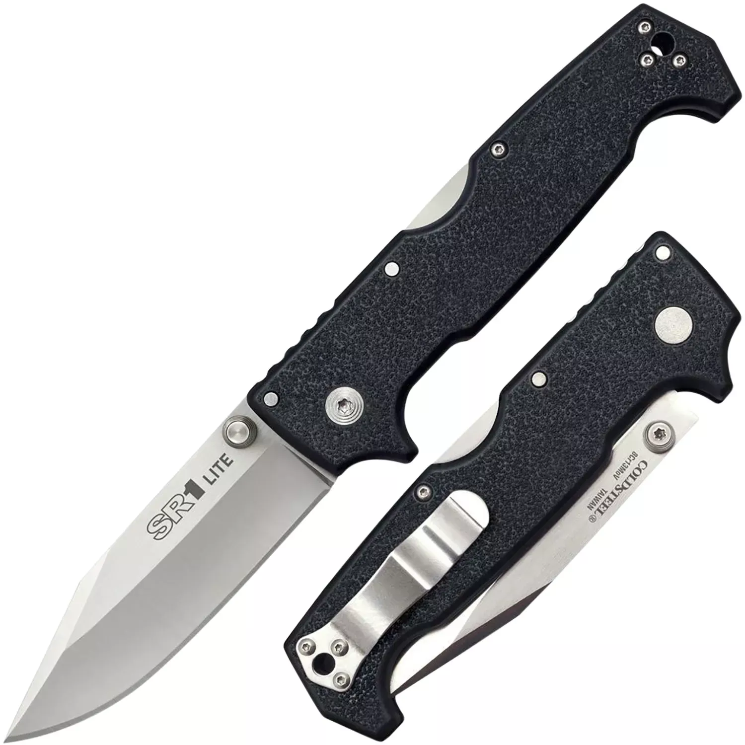 Cold Steel SR1 Lite 4″ Folding Clip Point Plain 8Cr13MoV SS Blade/Black Griv-Ex Handle Includes Pocket Clip