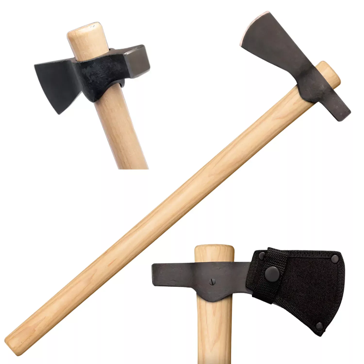 Cold Steel Trail Hawk 2.25″ Blade 1055 Carbon Steel Blade American Hickory Handle 22″ Long Tomahawk w/Hammer