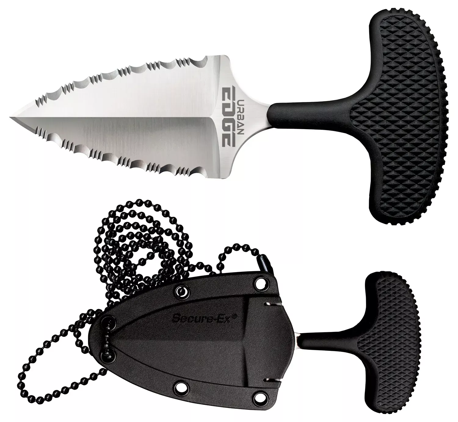 Cold Steel Urban Edge2.50" Fixed Serrated Stone Washed Japanese AUS-8A SS Blade/Black Textured Kray-Ex Handle