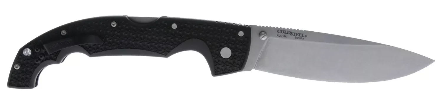 Cold Steel Voyager XL 5.50″ Folding Drop Point Plain Stonewashed AUS-10A SS Blade 6.75″ Black Textured Griv-Ex Handle