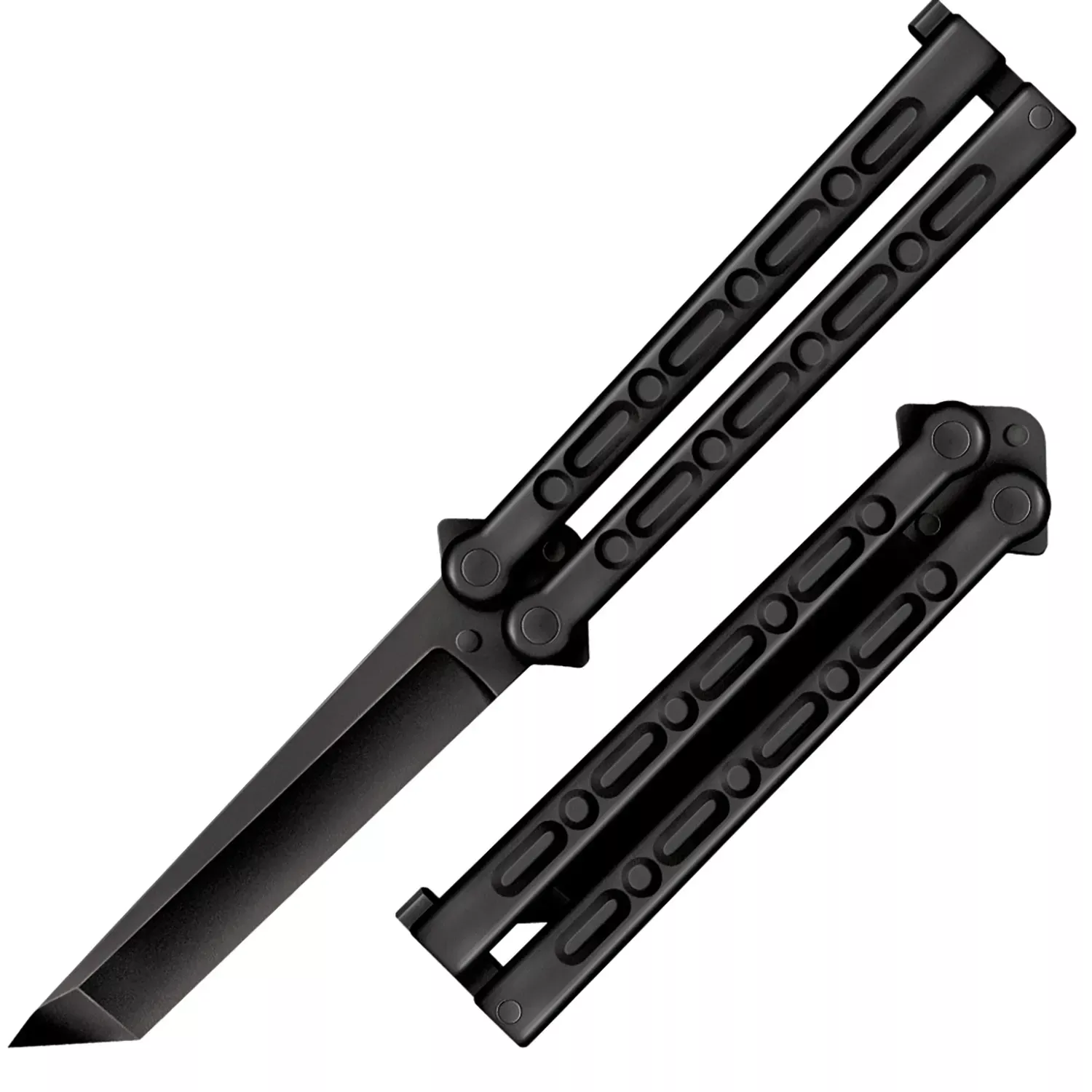 Cold SteelFGX Balisong 5″ Folding Plain Tanto Black Griv-Ex Blade/Handle
