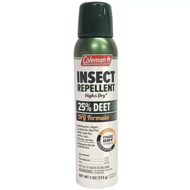 Coleman 7514 High & Dry Insect Repellent, 4 Ounce, 25% Deet, Silver