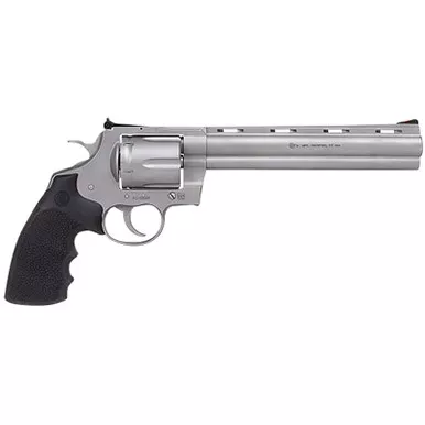 Colt Mfg PYTHONSM8RTS Python 357 Mag/38 Special 6 Shot 8" Bead Blasted Vent Rib Barrel, Cylinder & Frame, Black Rubber Grip, Exposed Hammer