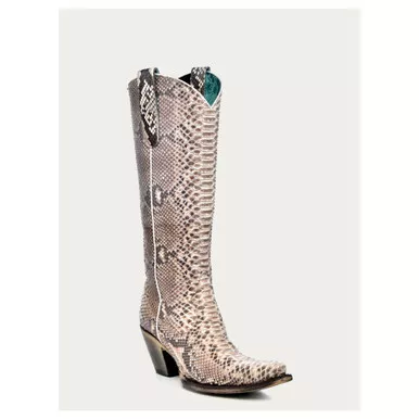 CORRAL Ld Natural Python Zipper Tall Top Boots (A3789)